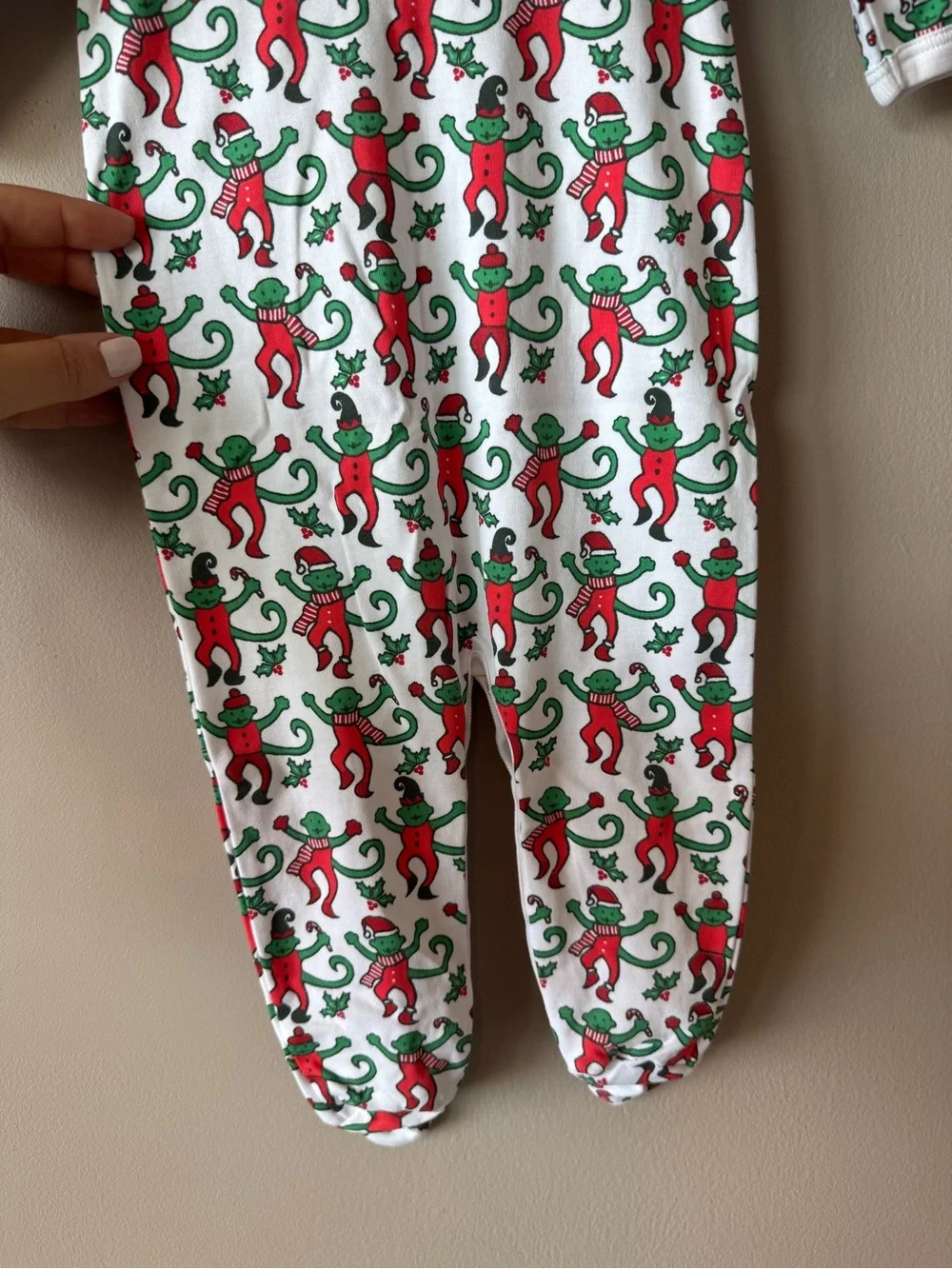Roller Rabbit Baby Monkey Christmas Holiday Print One Piece Pajamas 3-6 Months
